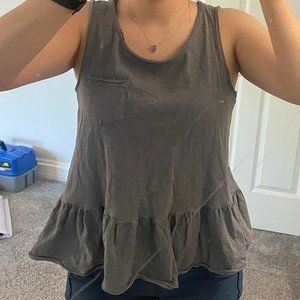 Dark Gray Ruffled Tank Top Size XS